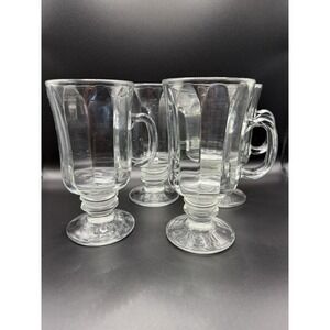 Vintage Libbey Irish Coffee Mug Set Of 4 8oz  Clear Glass /‎ Footed
